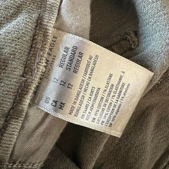 American Eagle Khaki Green Denim Mini Skirt With Belt And Paper Bag Waist - Picture 8 of 8